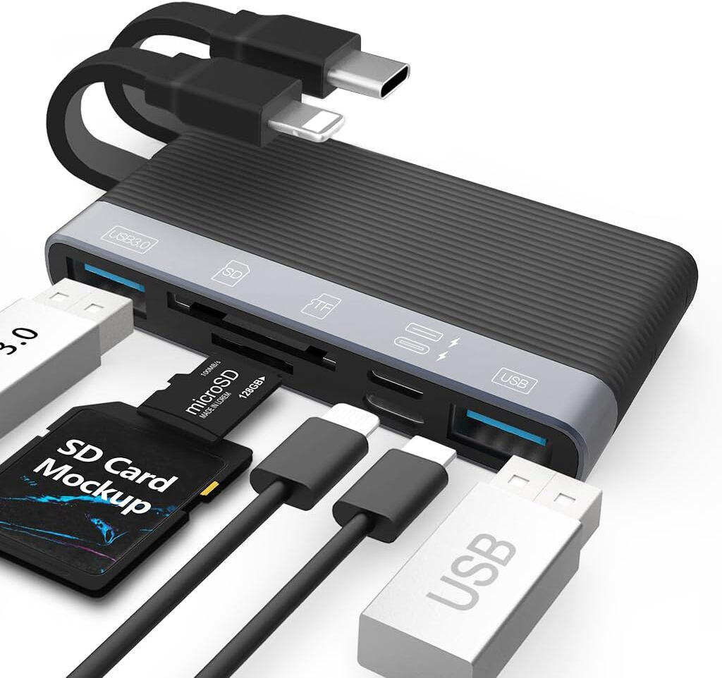 Zomei High Speed Dual Line USB 6 in 1 SD Micro High Speed Card Reader Dual Line USB Hub Docking Station image 1