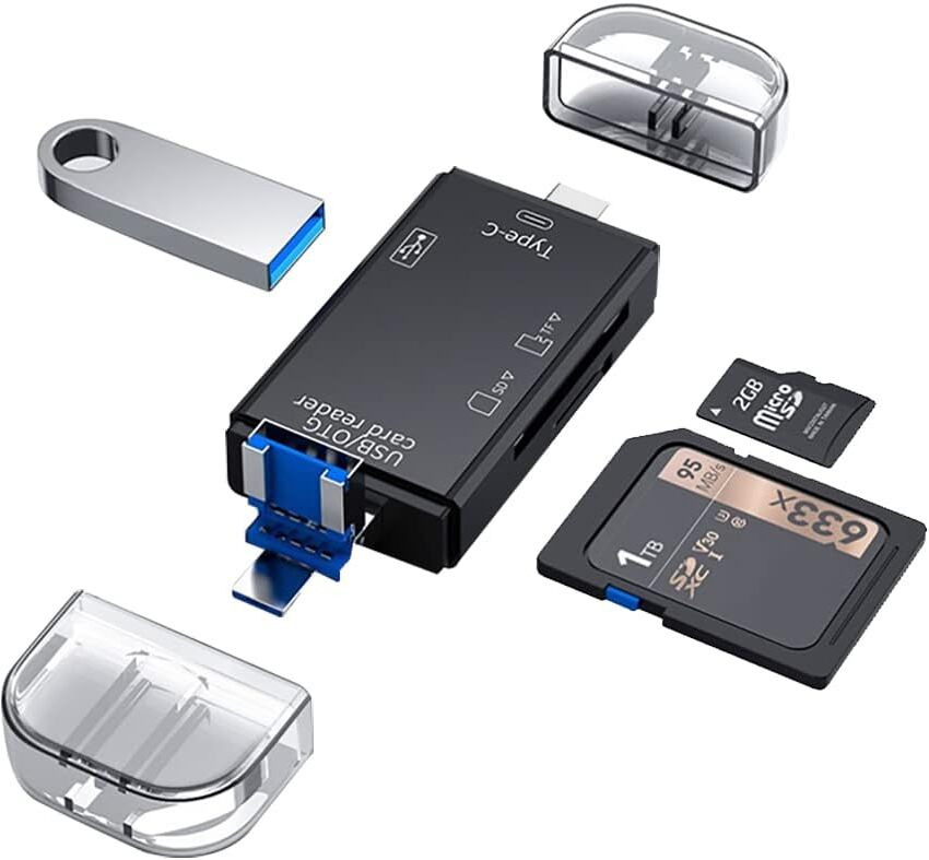 TECHGEAR 6in1 TF/USB-C Adaptateur Portable pour Ordinateur/Android Card Reader image 1