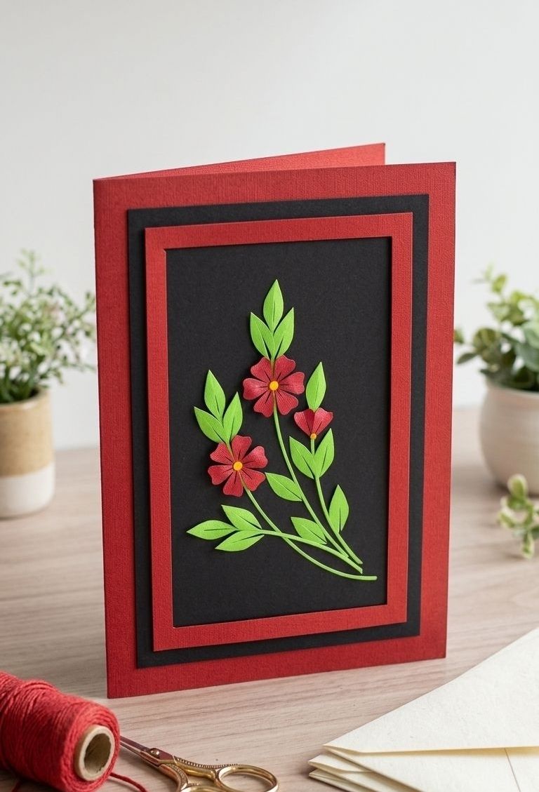 lapis moon Handmade card made with Ribbon for any occasion Christmas New year etc Greeting Card-picture-24