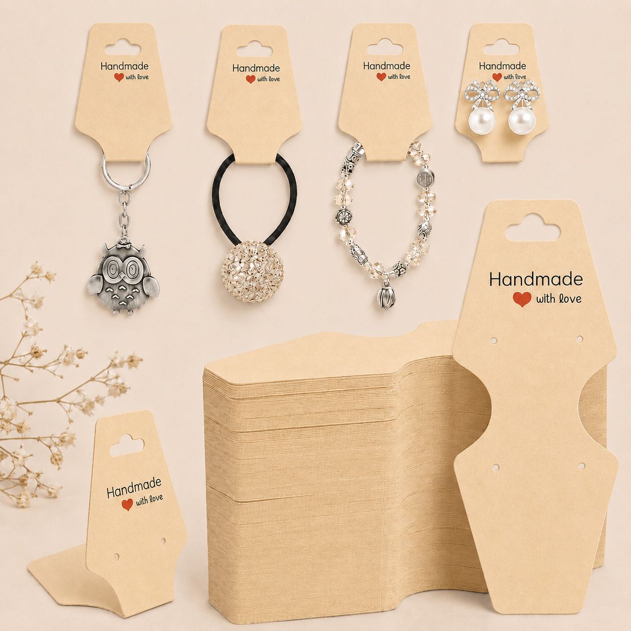 festiko Jewellery Display Cards, 350 GSM Foldable Earring Holder Cards, Beige, 500 PCS Business Card-picture-17