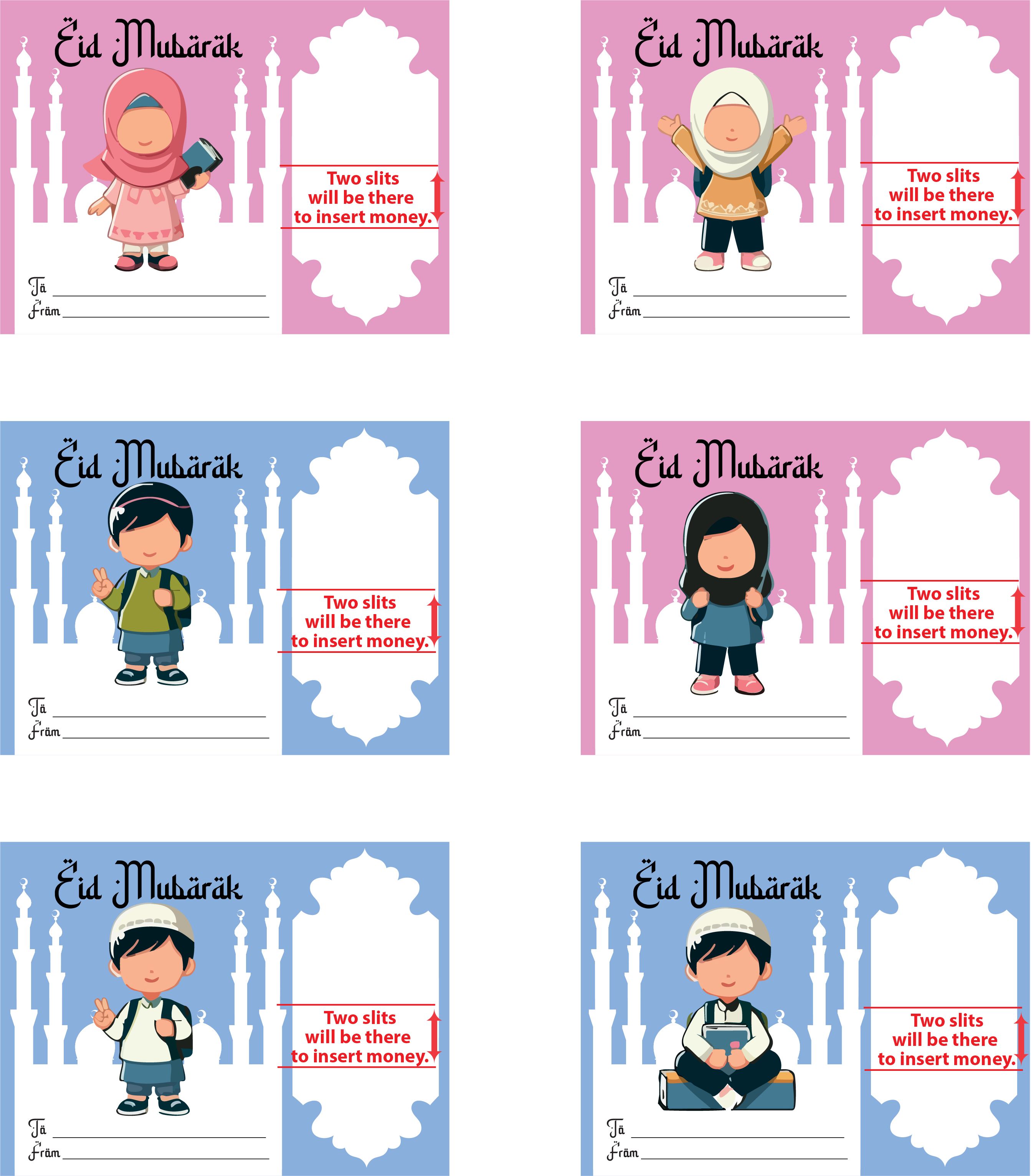 Eid Mubarak Money Gift Cards with Currency Slots | Eidi Card | 03_90 Greeting Card