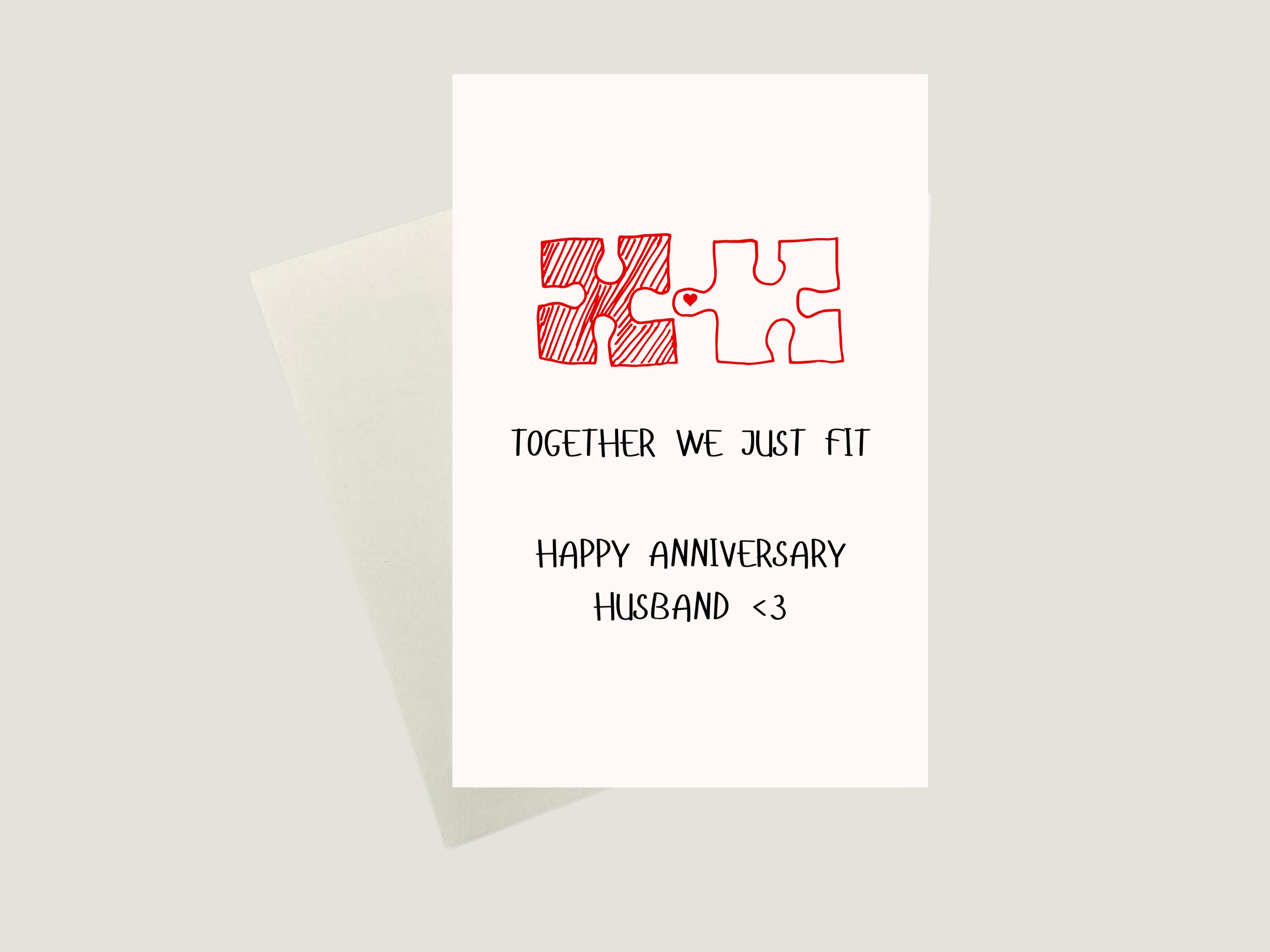 Together we just fit - Anniversary Greeting Card for Husband Anniversary Greeting Card-image-34