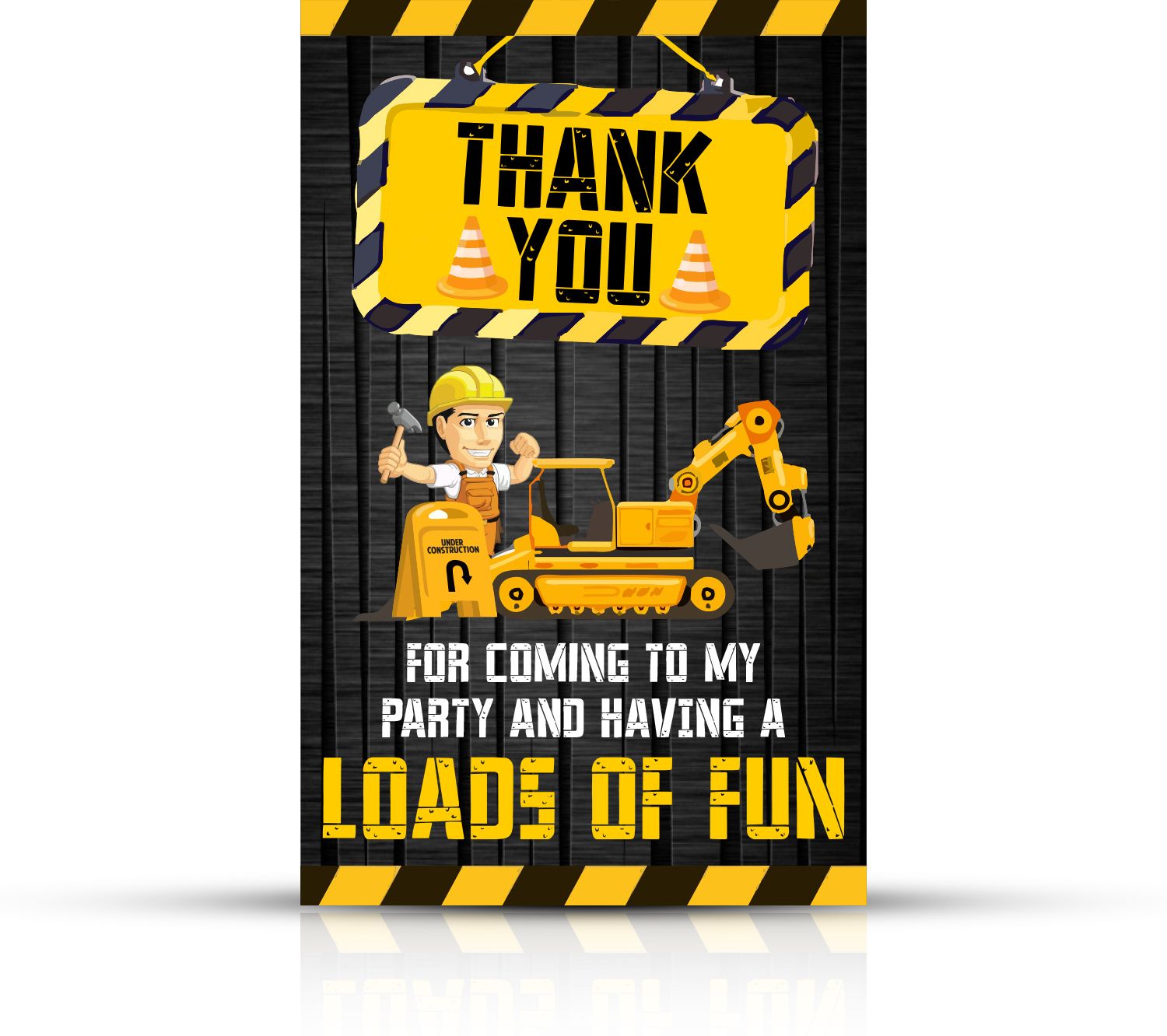 Under Construction Theme Thank You for Coming To My Party Tags for Birthday Invitation Card-image-12