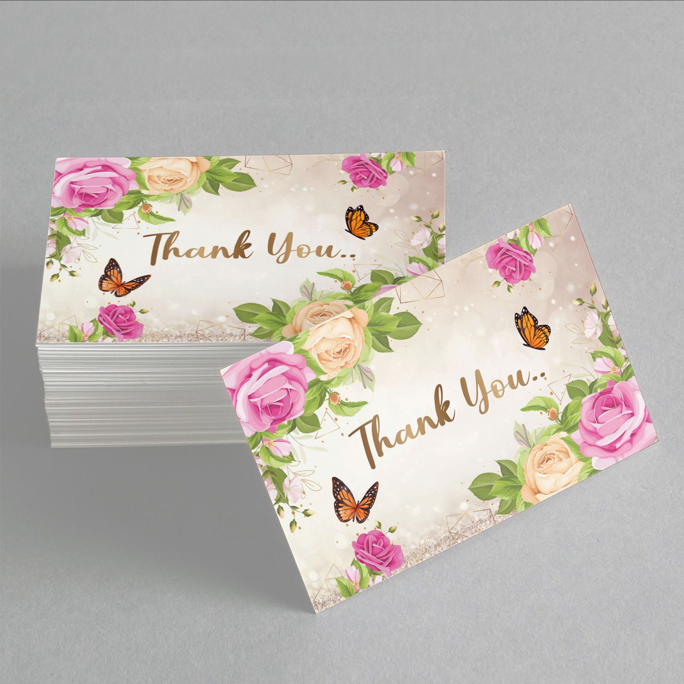 zeetab Glossy Rose Butterfly Thank You Cards for Gift & Business Greeting Card-picture-25