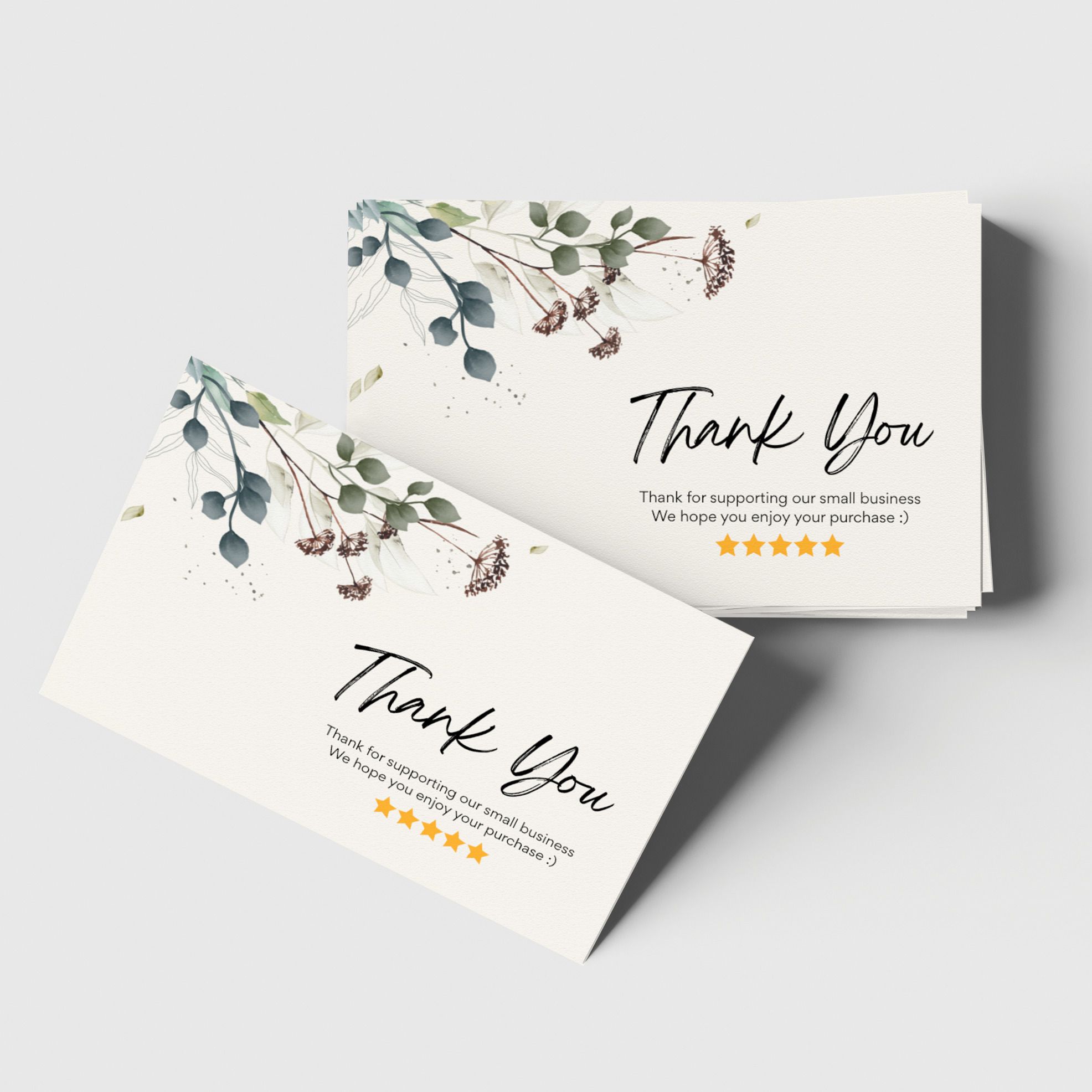 Thank You Card Mini, 3x2 Inch, Modern Leaf Design Greeting Card