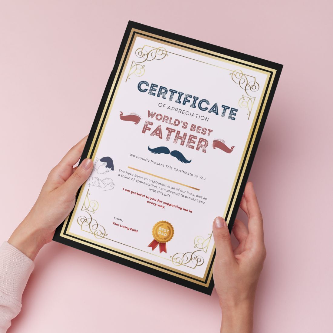 aanyacentric Best Father Certificate 11.7x8.3inches A4 Size For Papa Dad Daddy Greeting Card-picture-18