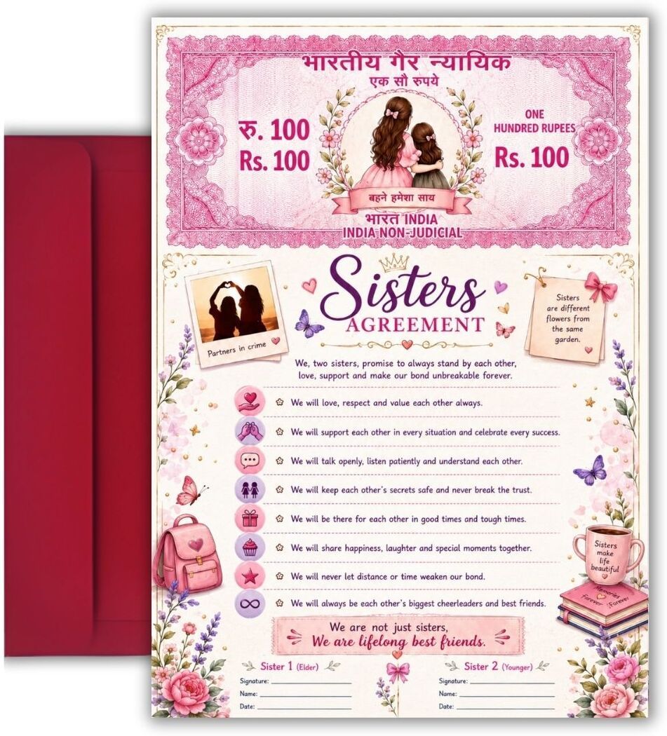 8.3x11.7inch Sisters Agreement Contract Self Fill-In Greeting Card-image-45