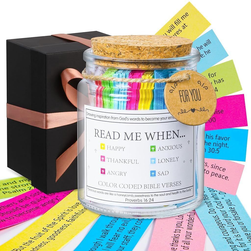 elephantboat Bible Verse Jar with 90 Color Coded Notes Inspirational Christian Gift for Wome Greeting Card-picture-34