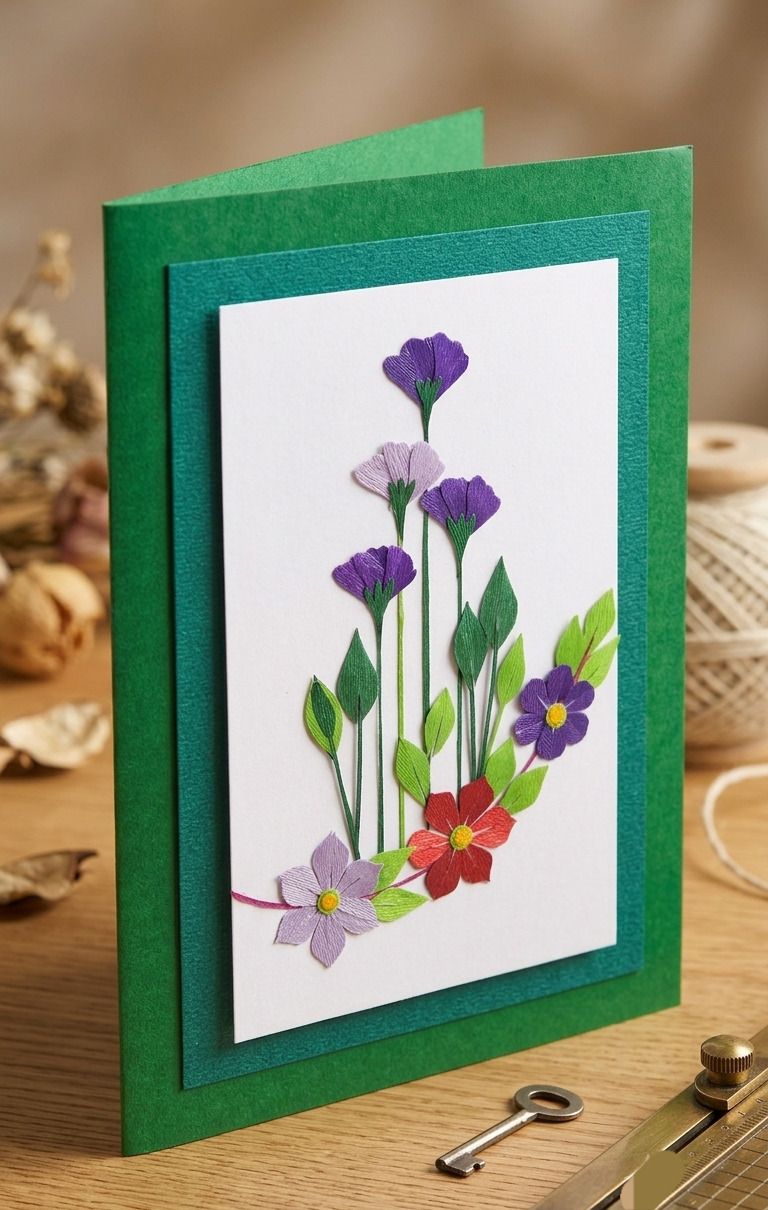lapis moon Handmade card made with Ribbon for any occasion New year etc Greeting Card-picture-48