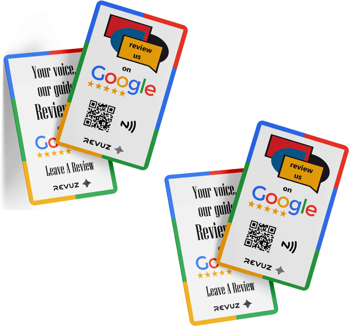 revuz Google Review Card: NFC & QR, instant link activation, tap or scan for access Business Card image 1