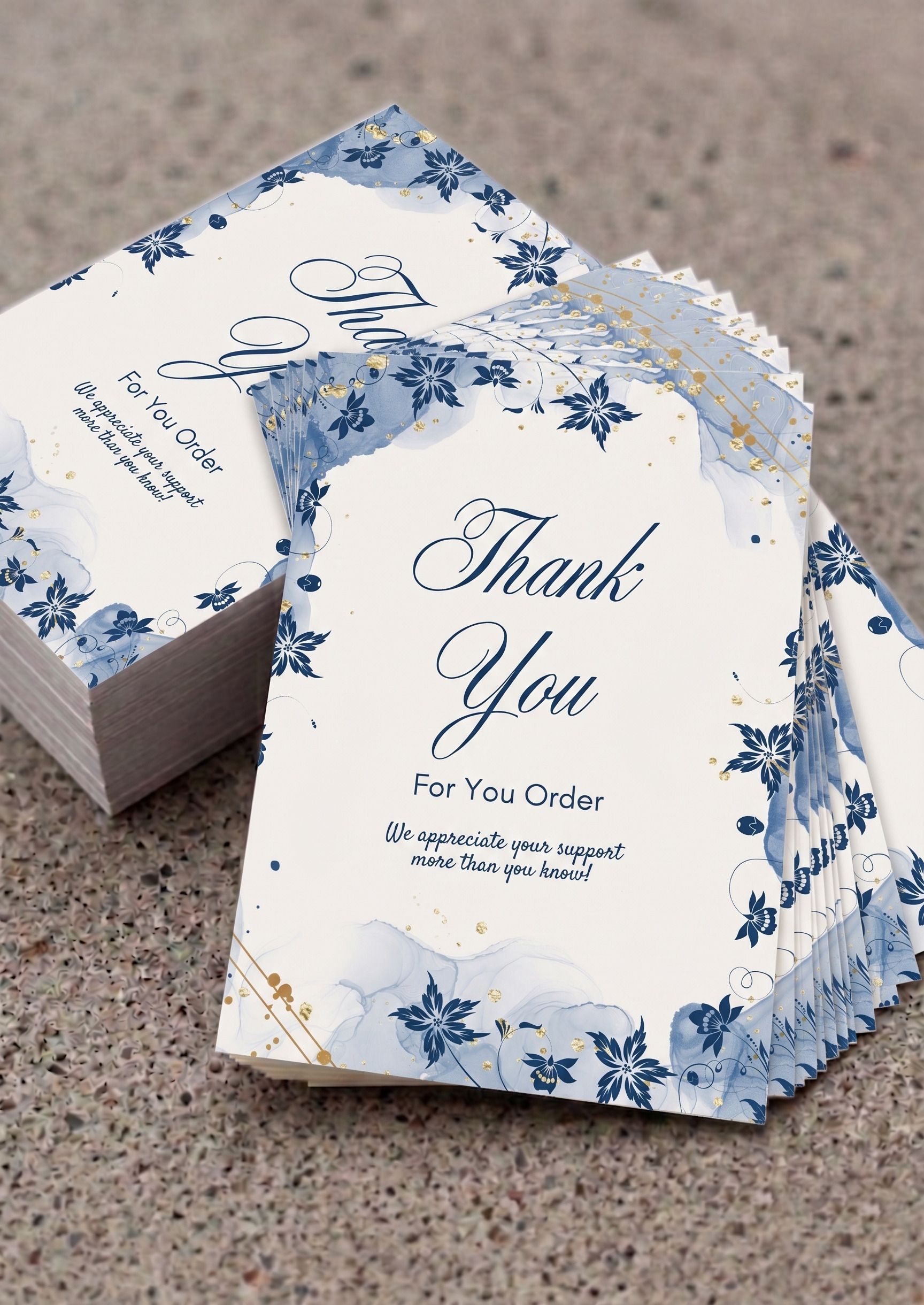 Blue Floral-Star Watercolor Thank You Cards Business Card-image-45