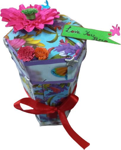 Hexagon Tower Box/ Handmade Gift Hamper on Bhai doj / Rakhi, Greeting Card-image-2