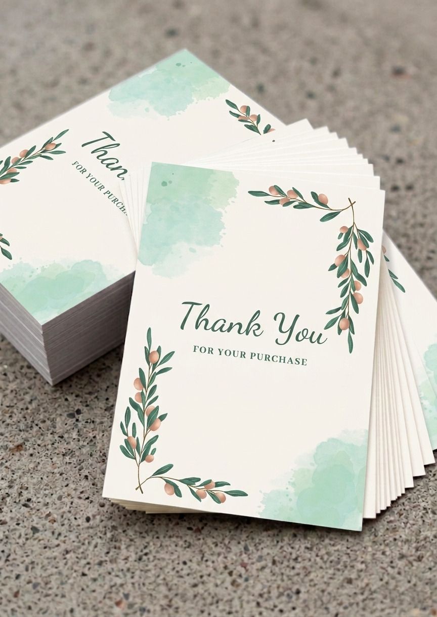 print brosis Aesthetic Green Watercolor Floral Thank You Card (Pack of 100) Greeting Card-picture-11