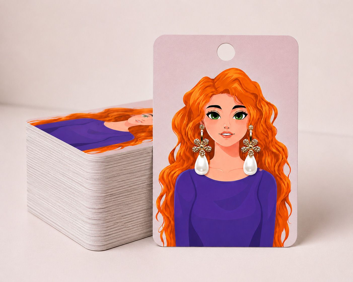festiko Fashion Illustration Earring Display Cards with Hanging Hole Business Card-picture-30