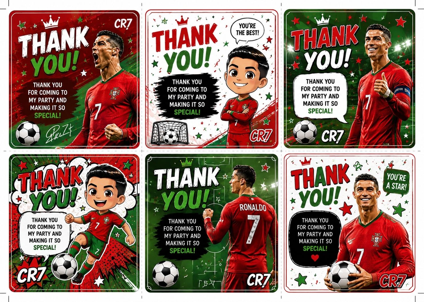 Ronaldo inspired thank you token cards to insert in party bags Post Card-image-22