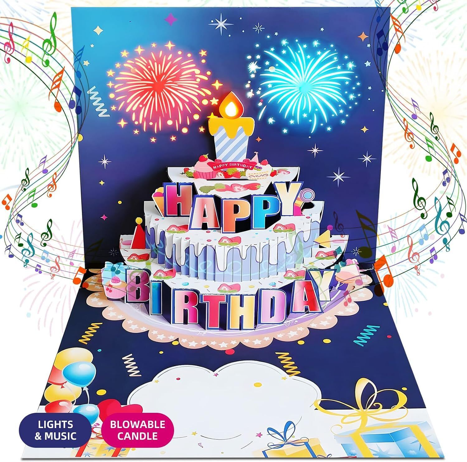 3D Pop Up Happy Birthday Greeting Card Handmade Cake Design Gift Card Greeting Card-image-5