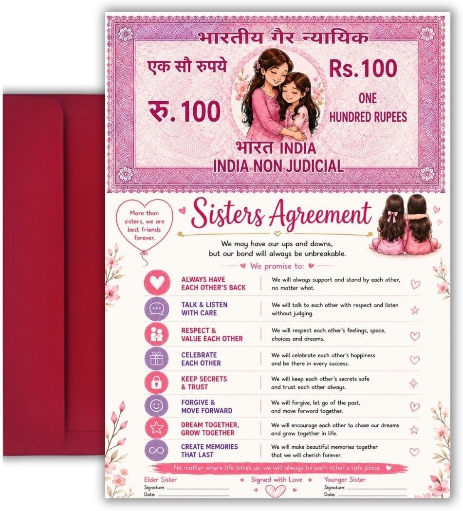 8.3x11.7inch Sisters Agreement Contract Self Fill-In Greeting Card-image-44