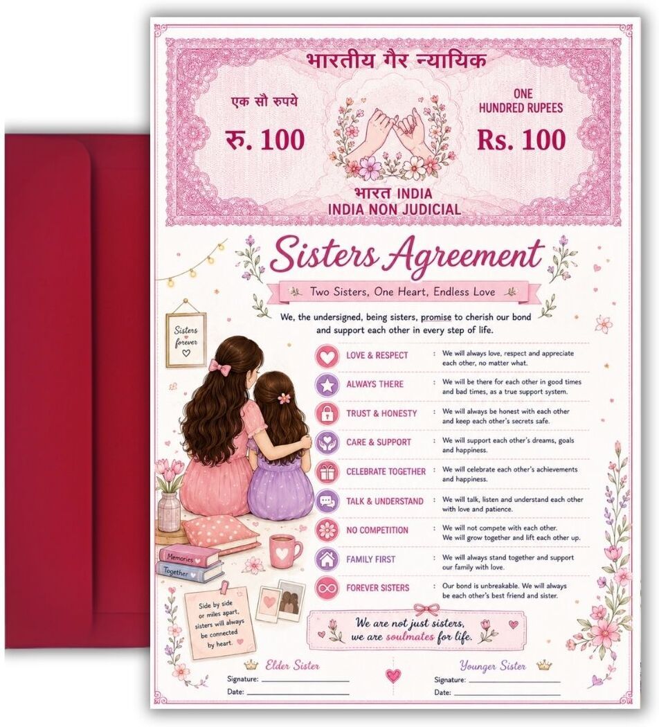8.3x11.7inch Sisters Agreement Contract Self Fill-In Greeting Card-image-48
