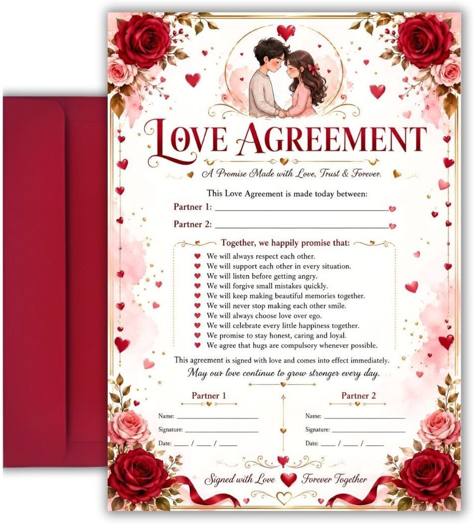 8.3x11.7inch Love Agreement Contract Self Fill-In Greeting Card-image-20