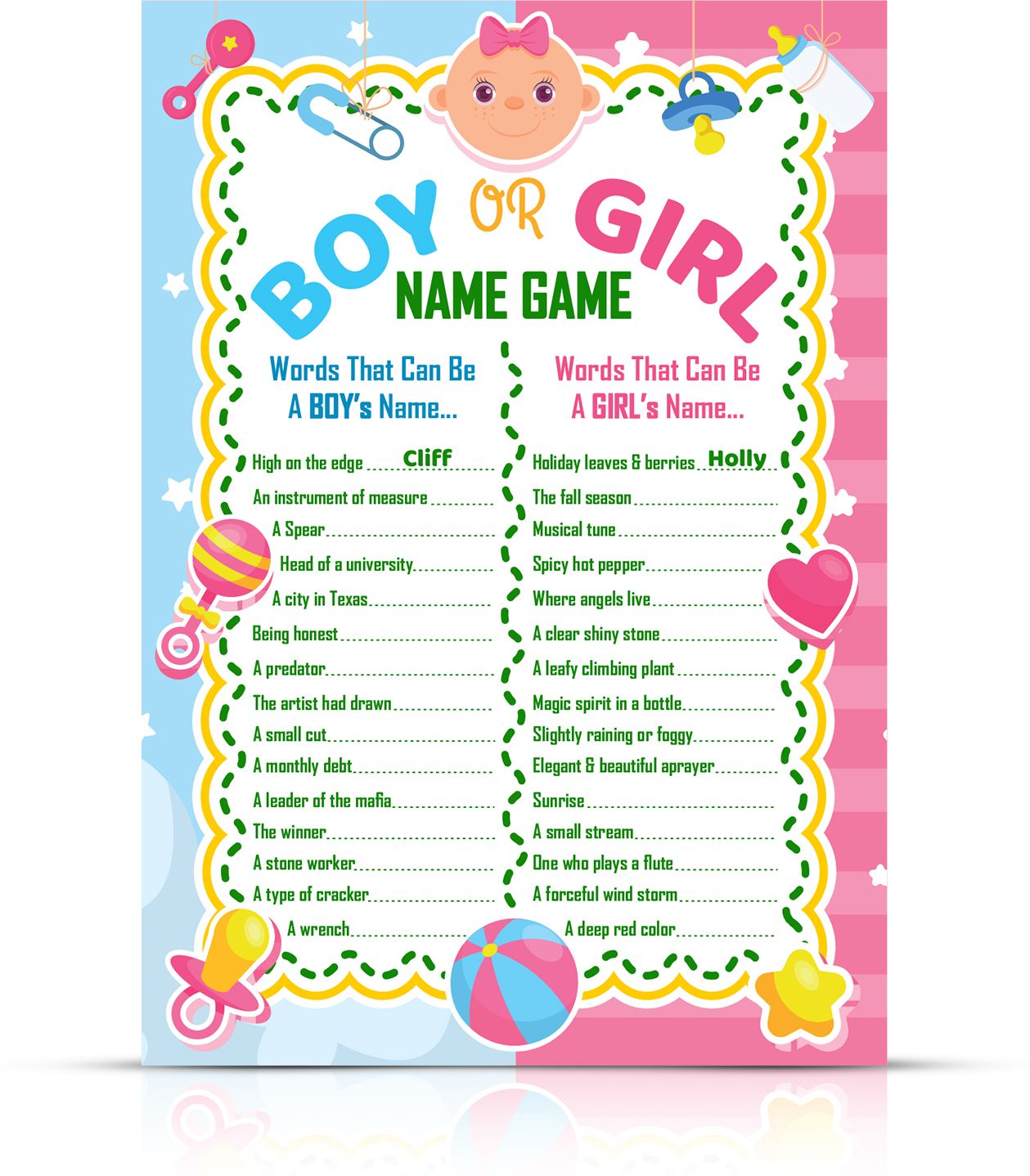 Baby Shower Game Name Card Baby Shower Naming Kit Post Card-image-10