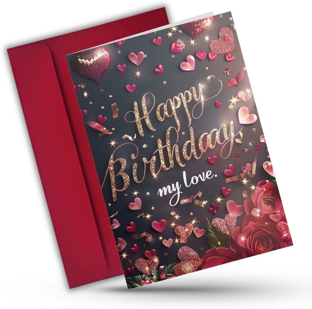 Printed Love Birthday Card 5.8x8.3inch Printed Wishes Inside with Envelope Greeting Card-image-25