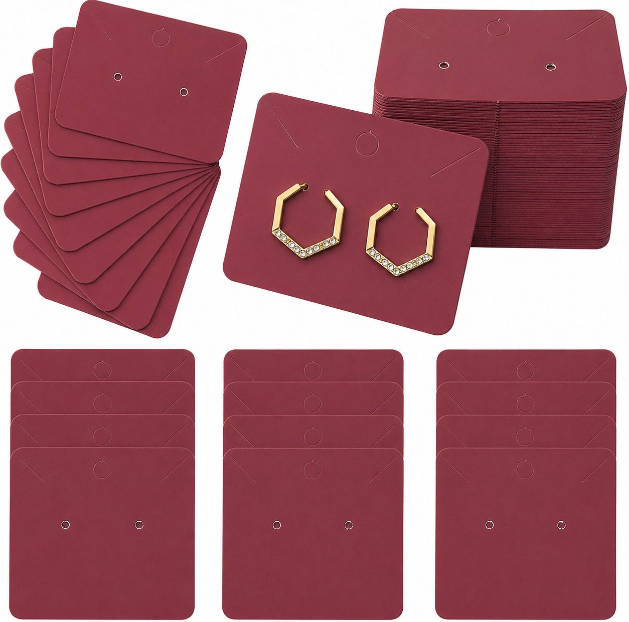 Earring Display Cards Maroon 350 GSM for Studs (500 Pcs, 2.5x3.5 cm) Business Card-image-43