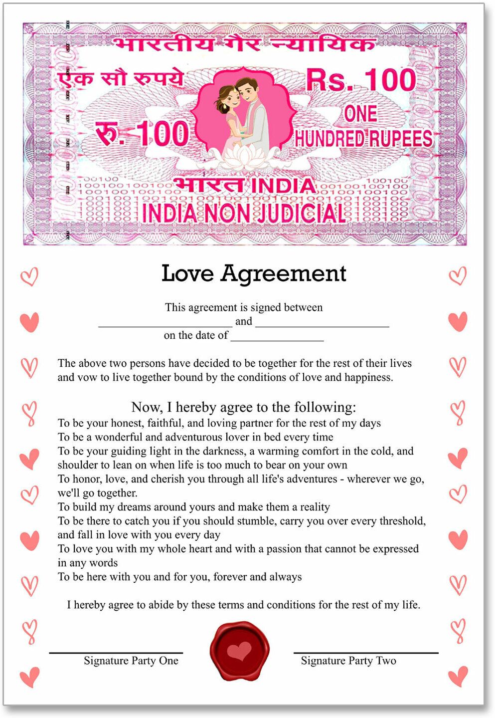 Love Agreement Greeting Card