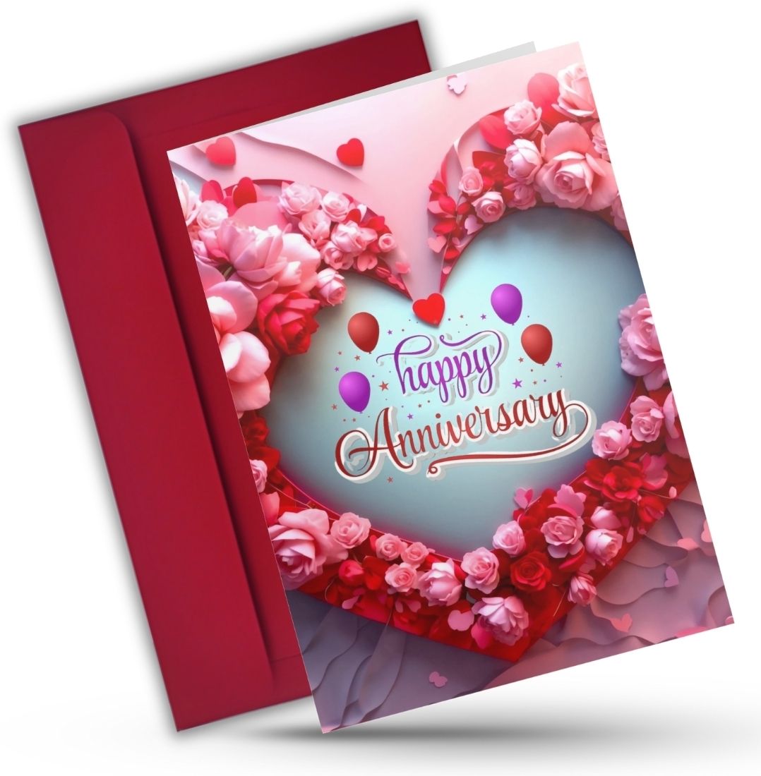 Anniversary Printed Card with Envelope 5.8x8.3 inch Romantic Gift Greeting Card-image-16
