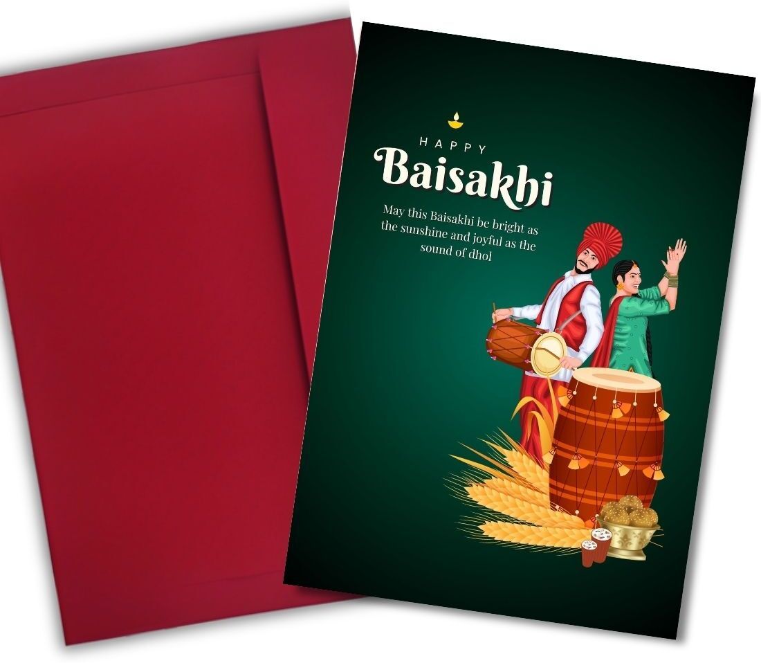 aanyacentric 8.3x11.7inch Baisakhi Punjabi Festival with Premium Red Envelope Greeting Card-picture-7