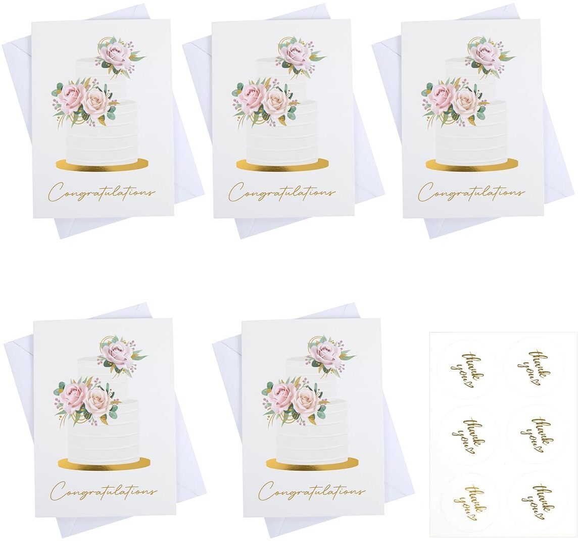 elephantboat 5 Pack Wedding Invitation Cards Elegant White Floral Greeting Card Set 17x11cm Invitation Card-picture-8