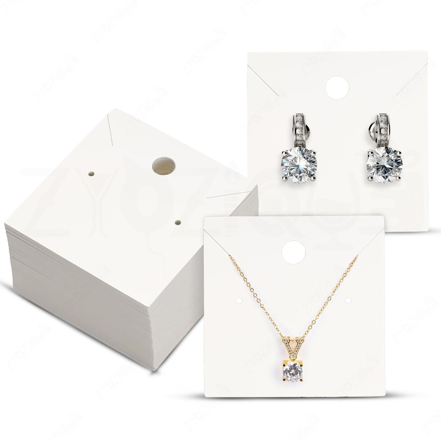 White Jewellery Display Cards for Necklaces & Earrings, Hanging Card Holders Business Card-image-48