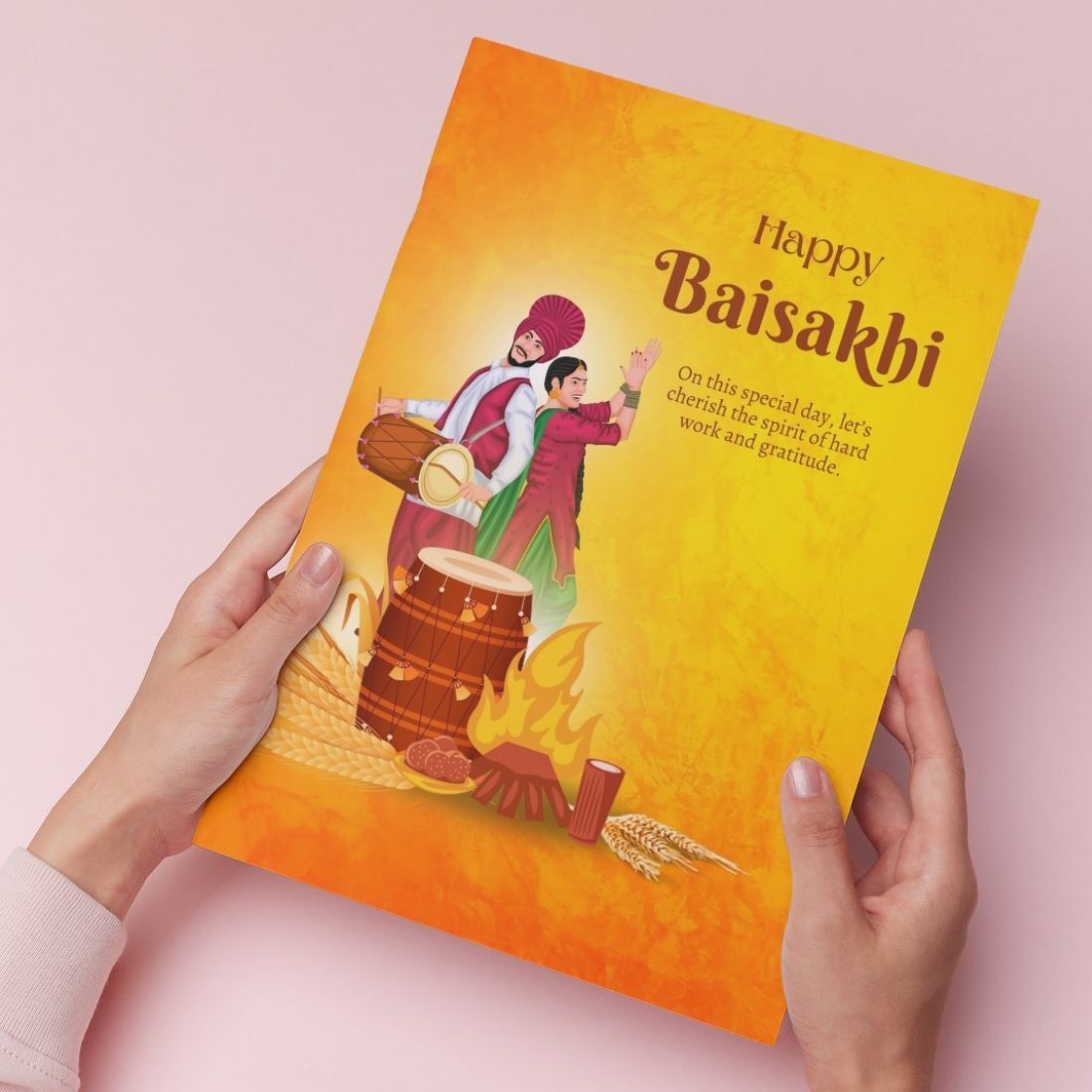 aanyacentric 9.5x13inch Baisakhi Punjabi Festival with Premium Red Envelope Greeting Card-picture-5