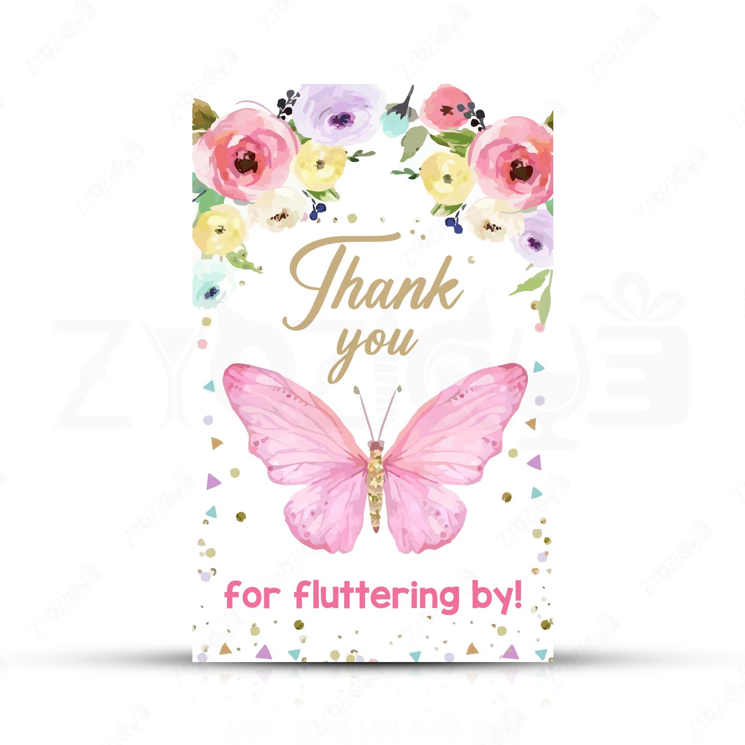 Butterfly Theme Thank You for Coming, Kids Birthday, Wedding, Baby Shower Party Greeting Card-image-3