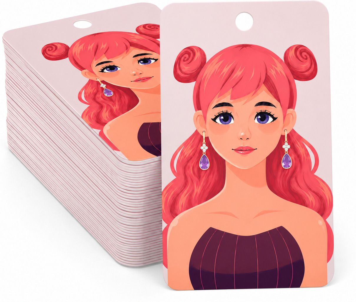 Earring Display Cards for Jewellery Packaging, Cute Girl Design Business Card-image-25