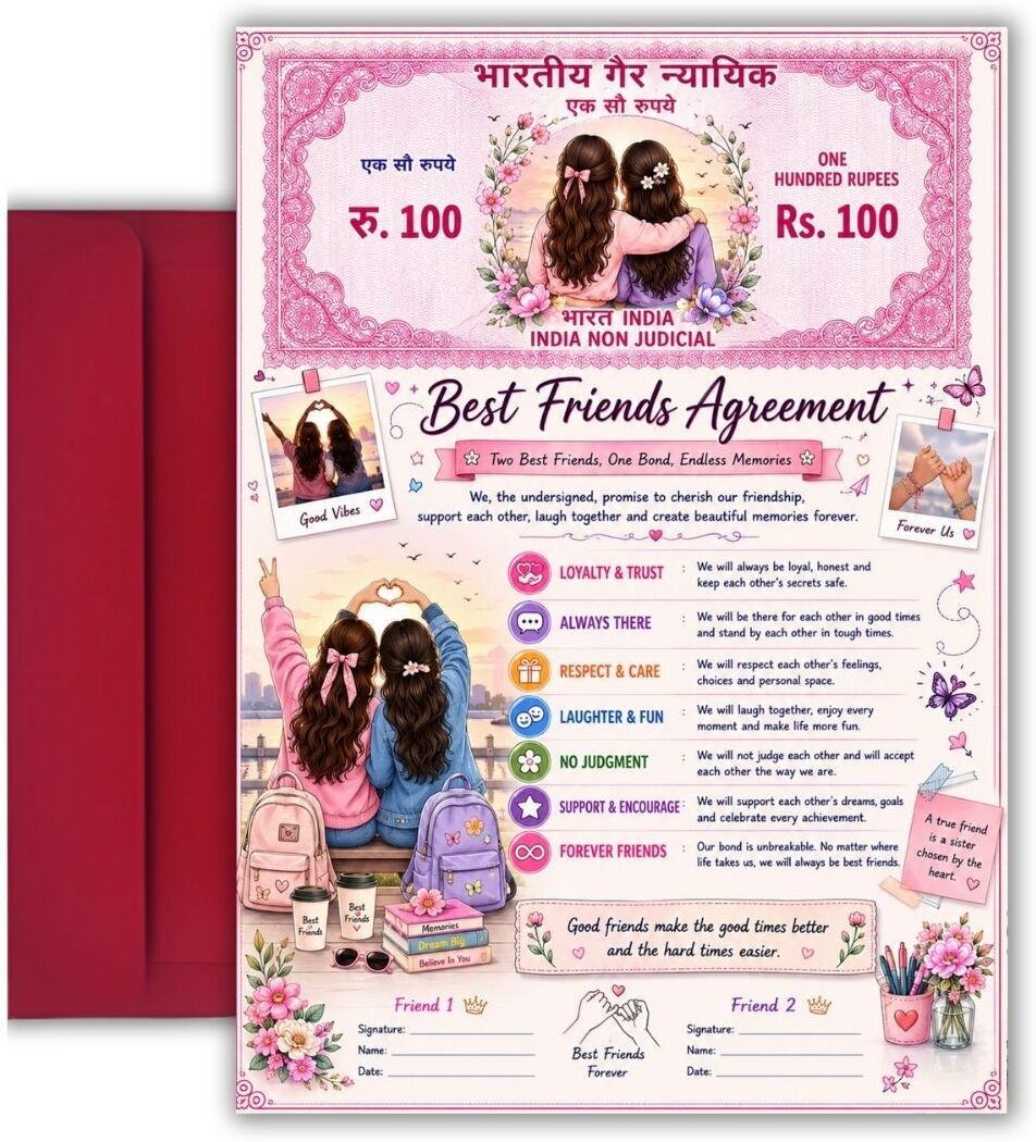 8.3x11.7inch Friendship Agreement Contract Self Fill-In Greeting Card-image-19