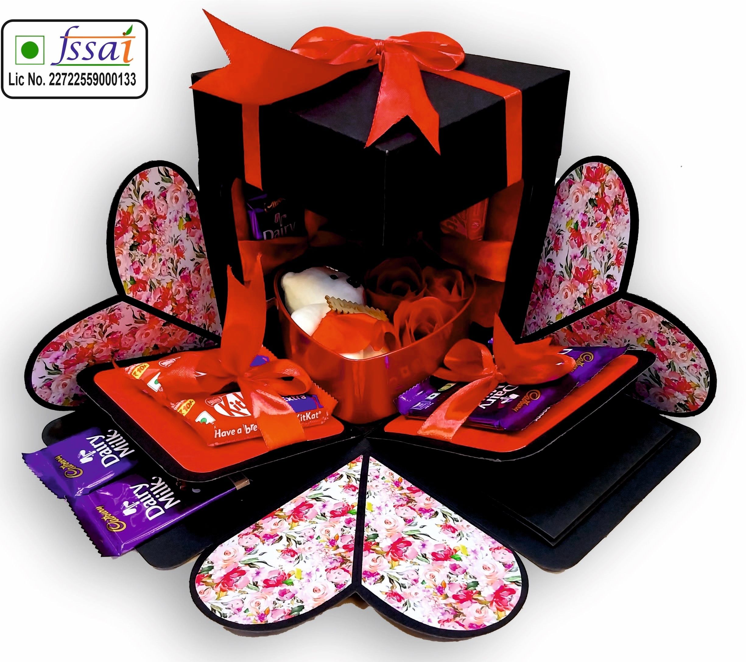 Explosion Box Love Gift for Couple(12 Chocolate & 1 Red Heart Box) without photo Greeting Card