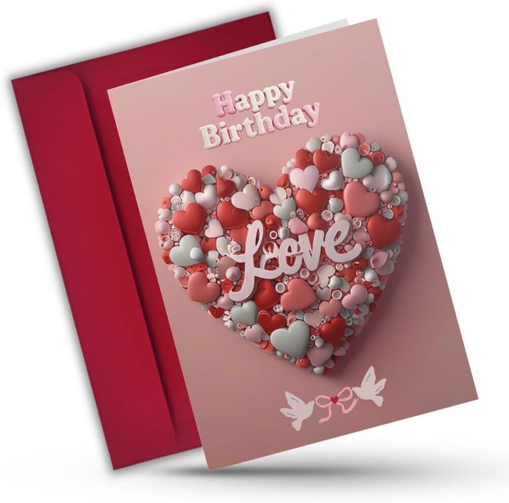 Printed Love Birthday Card 5.8x8.3inch Printed Wishes Inside with Envelope Greeting Card-image-26