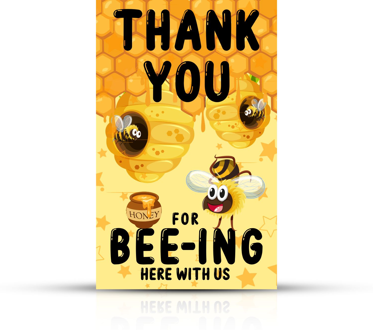 zyozi Honey Bee Thank You for Bee-ing Here with Us Tag for Birthday,Thanksgiving Favor Invitation Card-picture-16