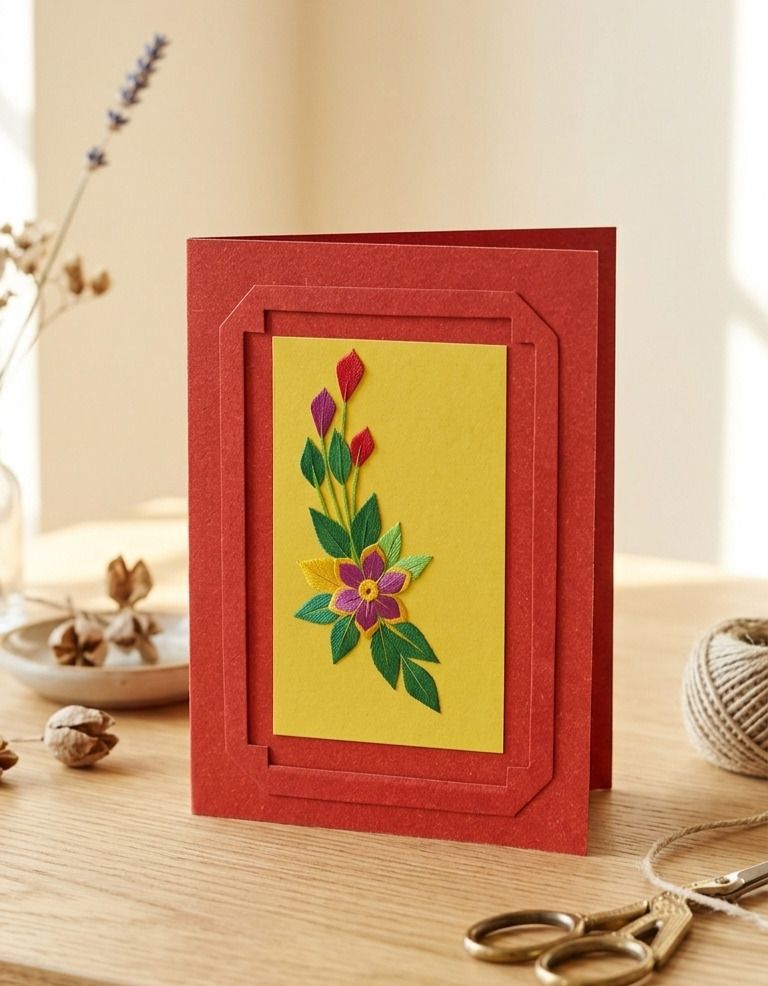 lapis moon Handmade card made with Ribbon for any occasion friendship day Anniversary etc. Greeting Card-picture-41