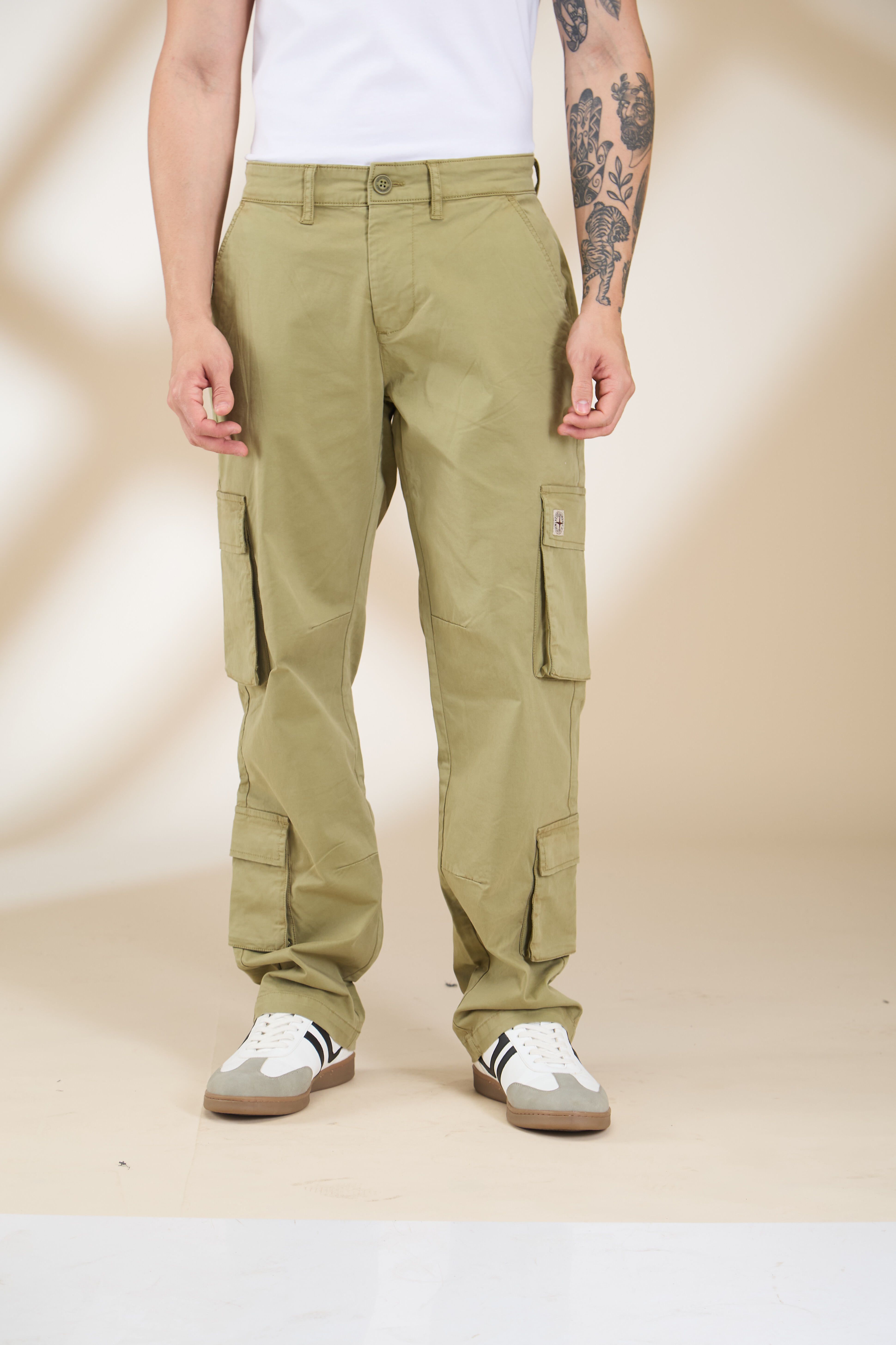 Olive Loose Fit Cargos for Men By Being Human Clothing Men Cargos-picture-10