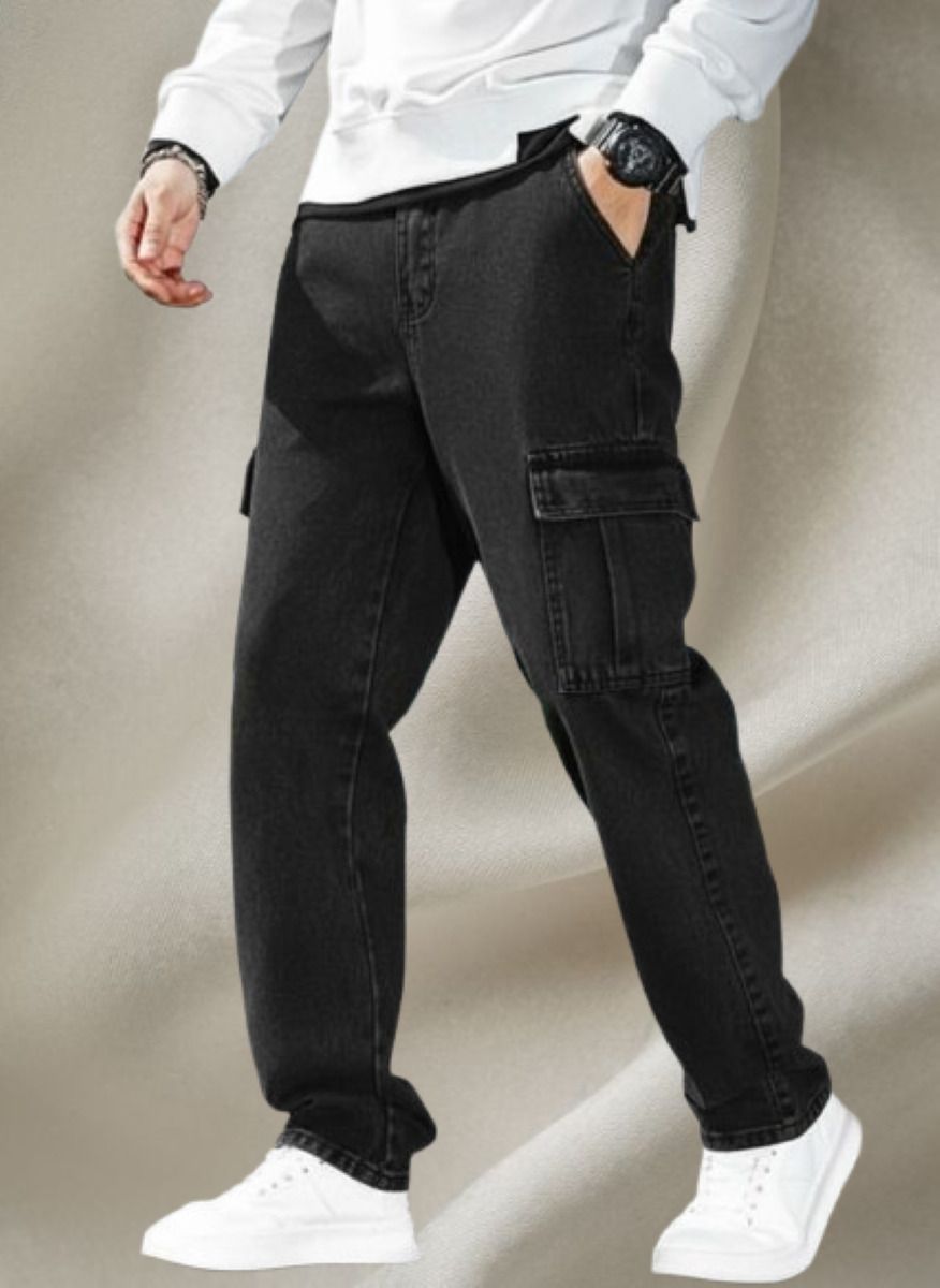 playfeel Men Loose Fit Mid Rise Black Jeans-picture-24