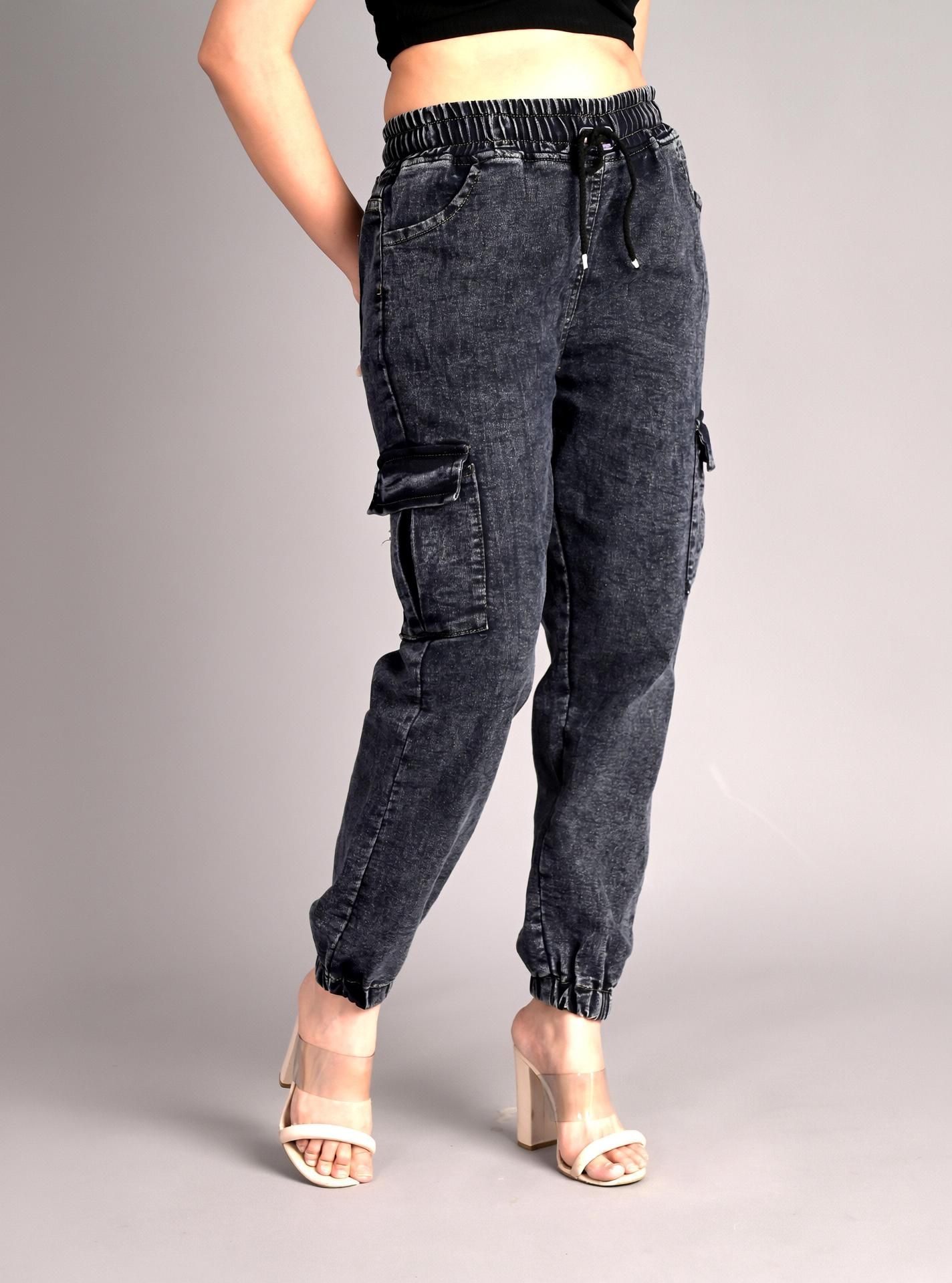 Women Jogger Fit Mid Rise Grey Jeans-image-32