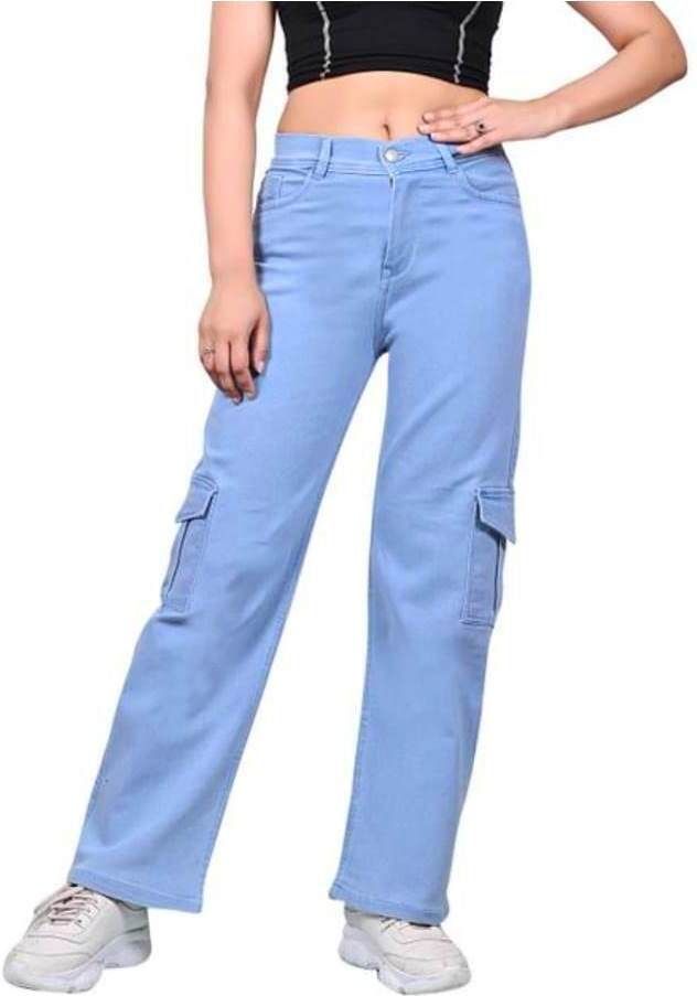 zaristaa Women Flared Mid Rise Light Blue Jeans-picture-23