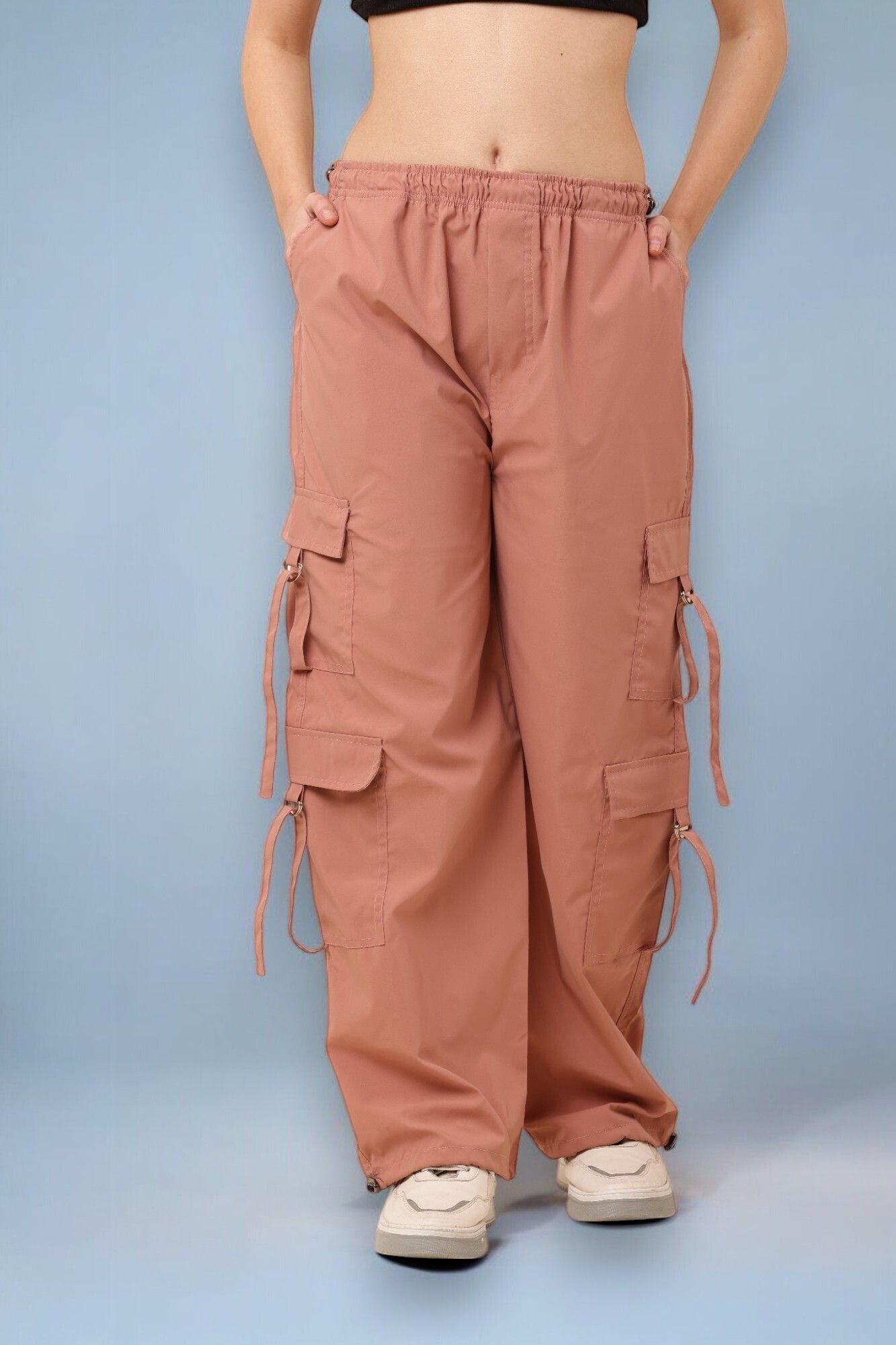 High Waist Pants With 6-Pocket Loose Fit For Women Cargos-image-49
