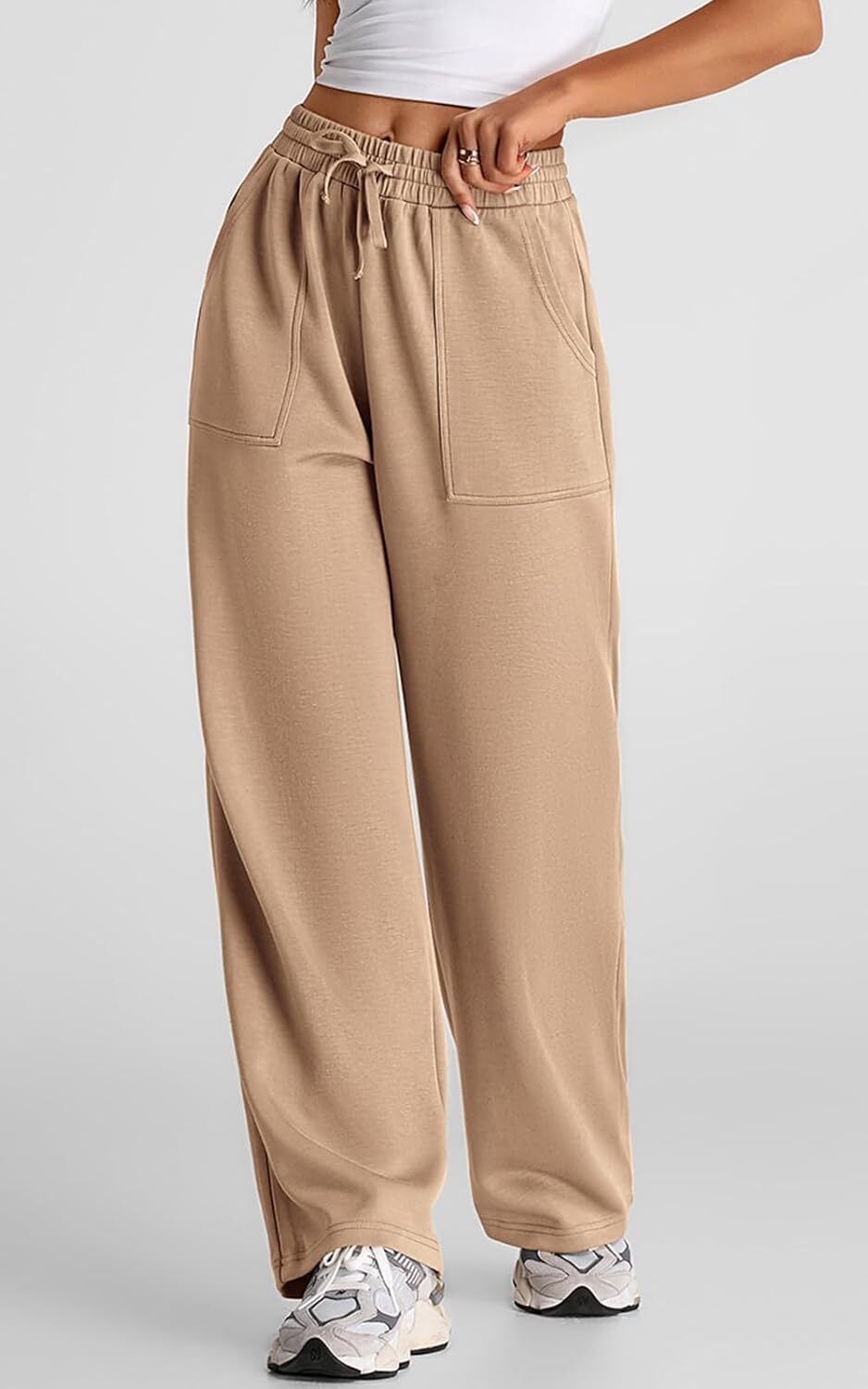 Women Relaxed Beige Cotton Blend Trousers-image-38