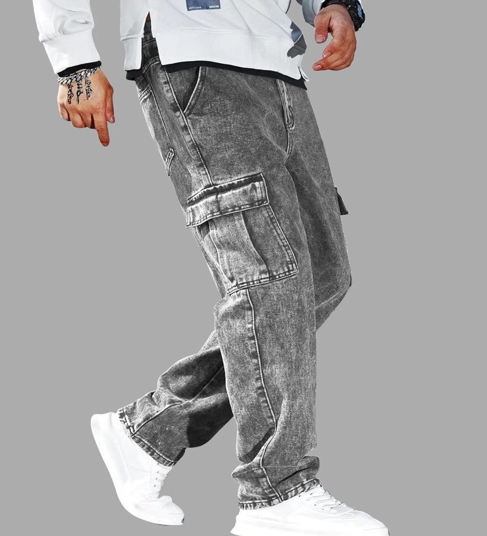 playfeel Men Loose Fit Mid Rise Grey Jeans-picture-20
