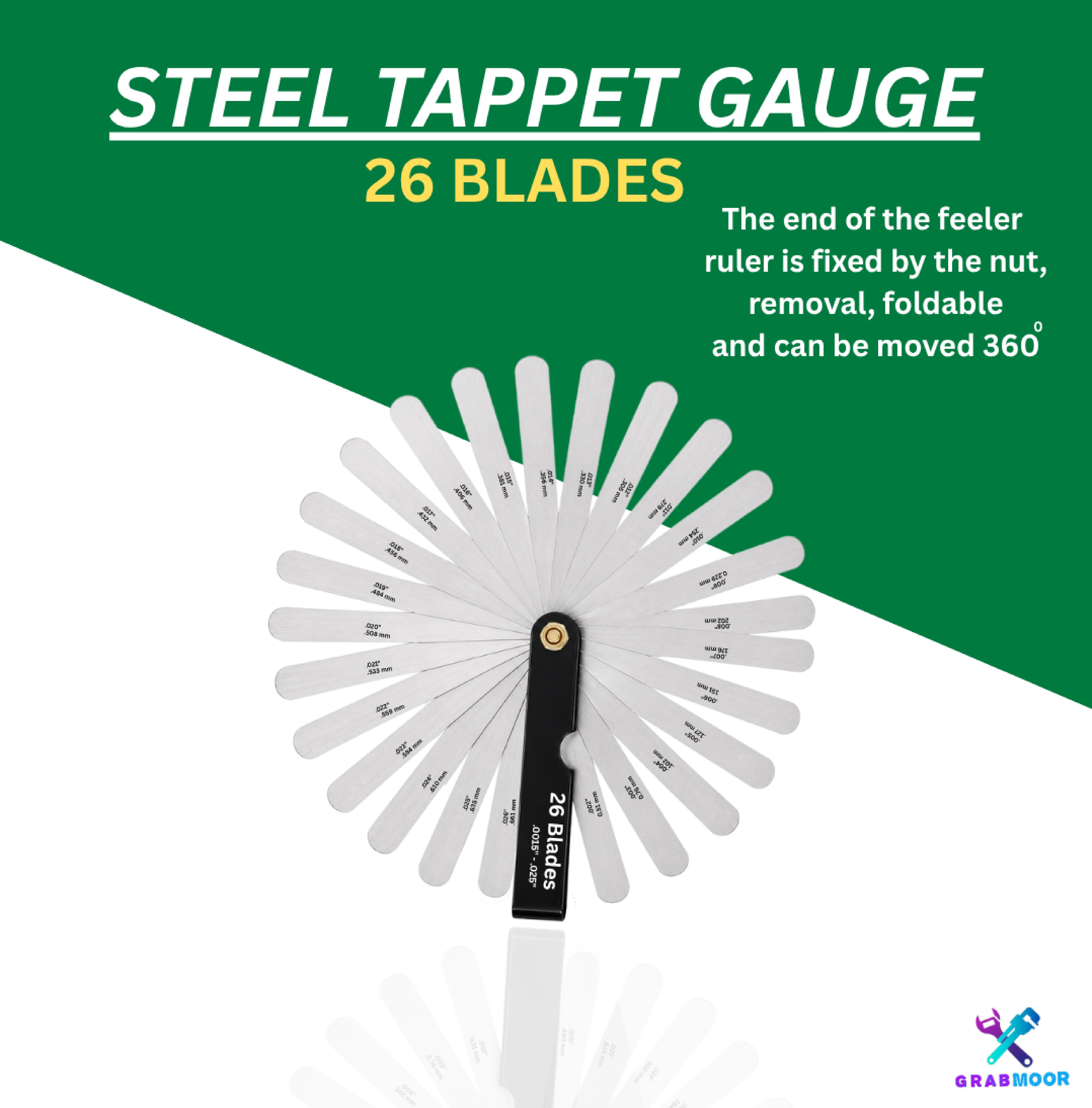 grabmoor 26 Blade Metric Feeler Gauge 0.0015"–0.025" Valve Clearance,Tappet Adjustment 3L Marking Gauge-picture-47