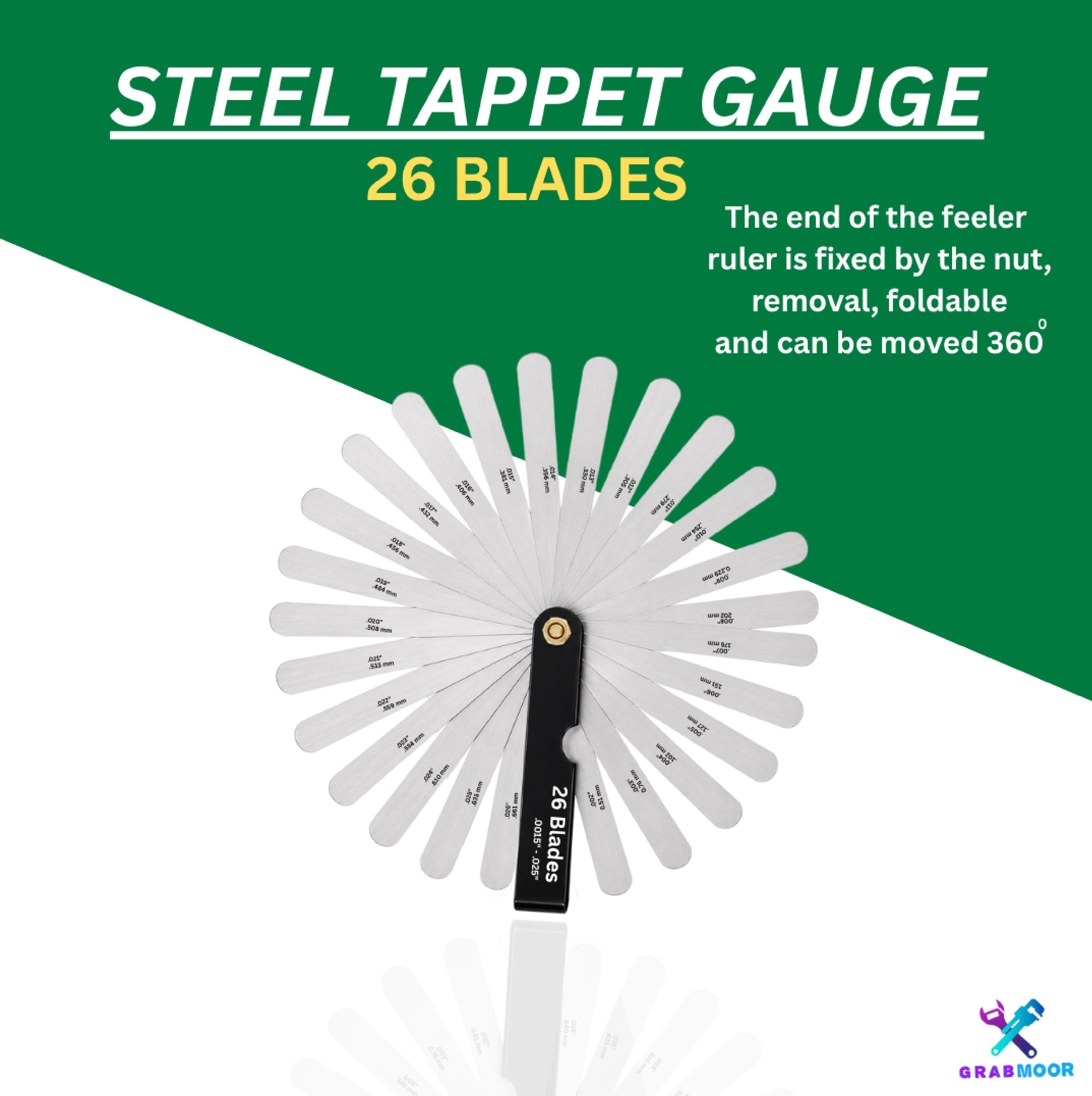 grabmoor 26 Blade Metric Feeler Gauge 0.0015"–0.025" Valve Clearance,Tappet Adjustment 3C Marking Gauge-picture-14
