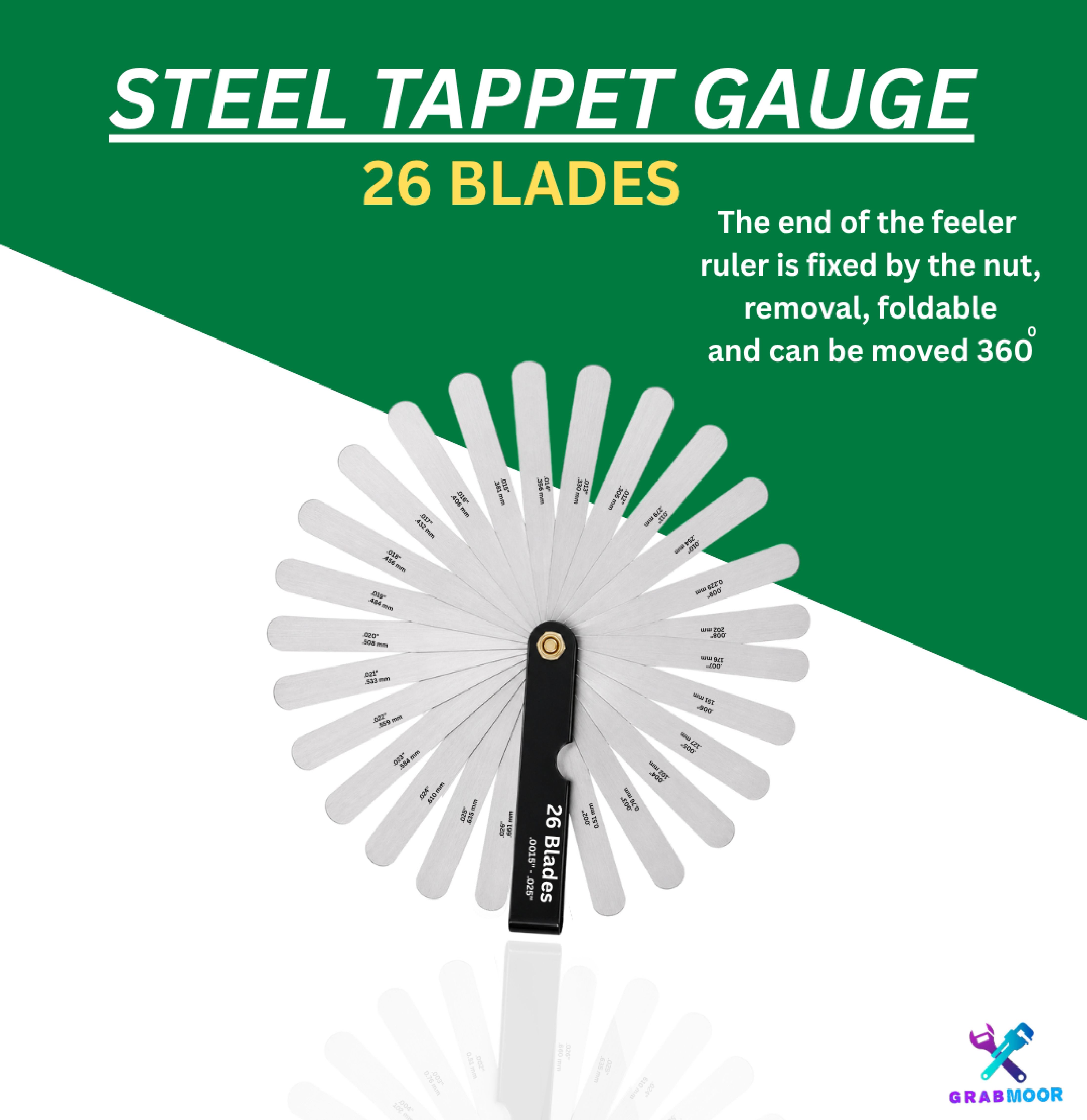 grabmoor 26 Blade Metric Feeler Gauge 0.0015"–0.025" Valve Clearance,Tappet Adjustment 3F Marking Gauge-picture-37