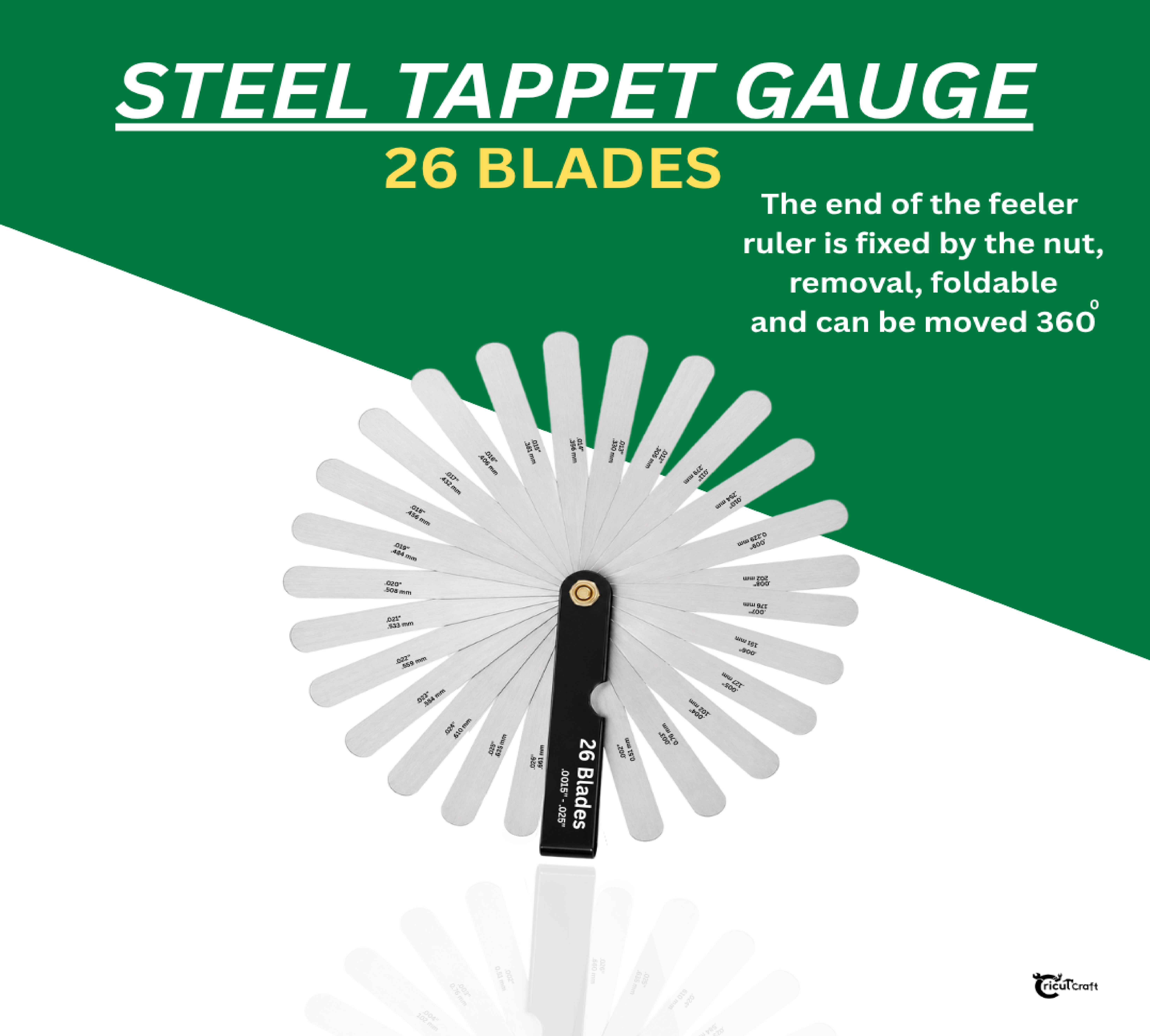 26 Blade Metric Feeler Gauge 0.0015–0.025" Valve Clearance,Tappet Adjustment L1S Marking Gauge-image-16